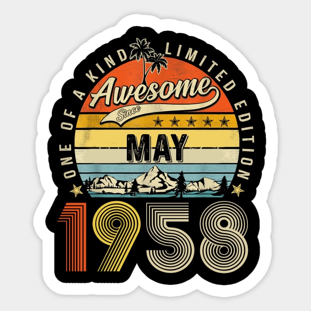Awesome Since May 1958 Vintage 65th Birthday Sticker by nakaahikithuy